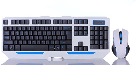 BlueFinger® Water-Resistance Wireless Gaming Keyboard and Mouse Combo Set White+ BlueFinger® Mouse Pad as Gift