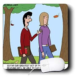 Rich Diesslins Funny Religious Light Cartoons - Test of Faith at Seminary in the Form of Student Loans - Mouse Pads