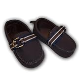 Infant Toddler Boy's Brown Suede Loafer Shoe with Woven Tape Bow Size 9-12 Months