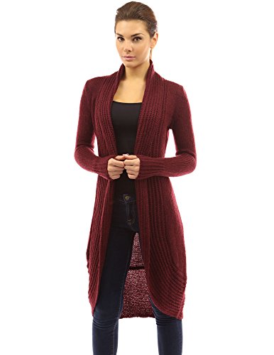 PattyBoutik Women's Long Sleeve Curved Hem Open Cardigan