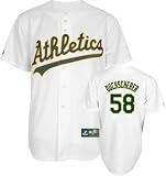 Justin Duchscherer Jersey: Adult 2010 Majestic Home White Replica #58 Oakland Athletics Jersey - Small