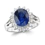 Sterling Silver Created Blue Sapphire and Cubic Zirconia Ring by Cheline