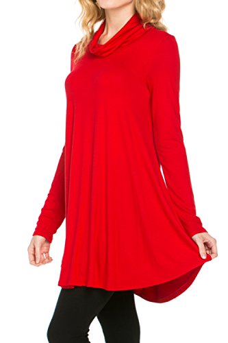 2LUV Women's Long Sleeve Cowl Neck A-Line Tunic Dress