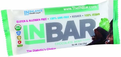 INBalance Health Corp INBar, Certified USDA, 100% GMO-Free, Gluten-Free, Vegan, Kosher, Allergen-Free, healthy snack alternative bar, Chocolate Mint, (Pack of 12)
