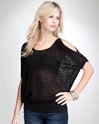 Cold Shoulder Lurex Dolman Sweater