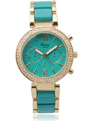 Brinley Co. Womens Rhinestone Accent Color-Pop Metal Link Watch