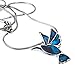 Cute Silver and Blue Green Abalone Paua Hummingbird Pendant Mood Necklace Fashion Jewelry for Women Girls