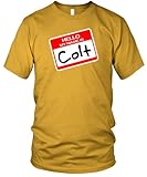 IMAGE OF Hello, My Name is Colt Fine Jersey T-Shirt, Gold, L