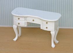 Dollhouse Miniature White Ladies Desk or Vanity Table