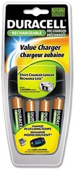 Duracell® Value Battery Charger with Four Pre-Charged Batteries CHARGER,BATERY,W/4AARECHG 2081AABLD (Pack of4)
