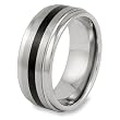Brushed and Polished Tungsten Carbide Ring with Black Resin Inlay (9.0mm) - Sizes 8 - 13