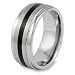 Brushed and Polished Tungsten Carbide Ring with Black Resin Inlay (7.7 mm) - Sizes 8-13