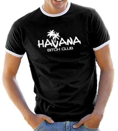 Touchlines Herren Kontrast / Ringer T-Shirt Havana Bitch, black/white, XL, D1070