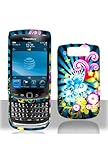 BlackBerry Torch 9800 Graphic Rubberized Shield Hard Case - Neon Floral