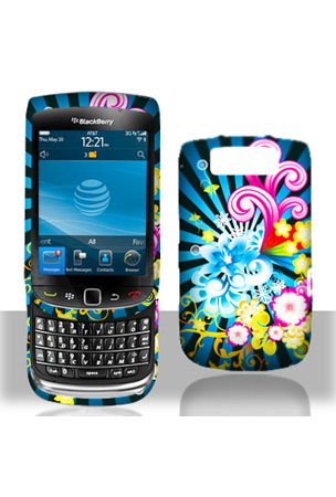 BlackBerry Torch 9800 Graphic Rubberized Shield Hard Case – Neon Floral