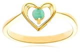 Yellow Gold Plated Sterling Silver Emerald Heart Ring