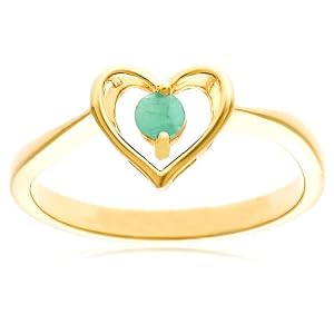 Buy Yellow Gold Overlay Sterling Silver Emerald Heart Ring by Amazon.com Collection