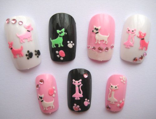 Cute Series 3d Nail Art Sticker Sheet – Dog & Cat