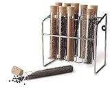 Spice Rack - Glass Spice Tube Set (Silver) (7h x 7w x 4.25d)