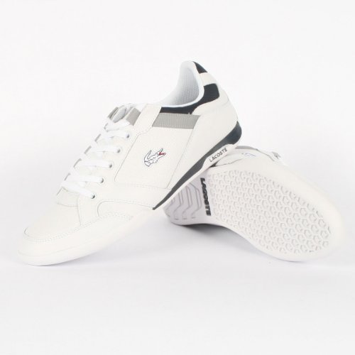 Lacoste - Mens Telesio CRE Shoes in White/Dark Blue, Size: 10.5M, Color: White/Dark Blue