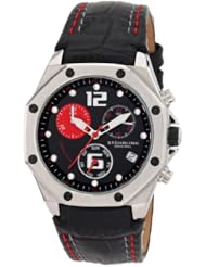Stuhrling Original Womens 231CR.111564 Aquadiver Nemo Swiss Quartz Chronograph Swarovski crystal Date Black Leather strap Watch