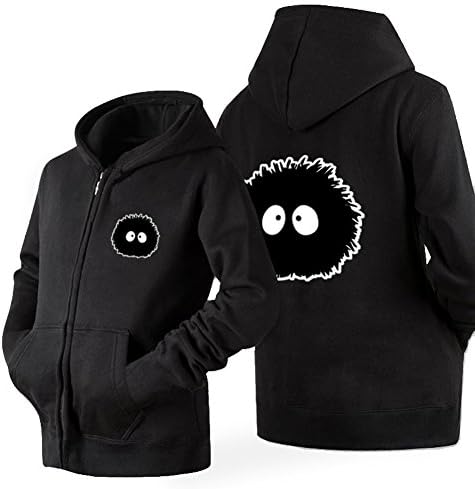 CRAZY POMELO Spirited Away Scoot Sprite Dust Bunny Men's Zipper Hoodie - XXL