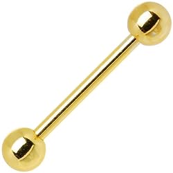 Gold Electro Titanium Barbell Tongue Ring