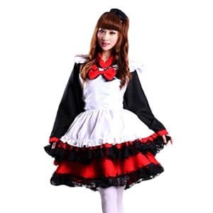 TOMSUIT Plus Size Witch Hanbok Cosplay Maid Costume Dress Set
