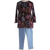 Flapdoodles Little Girls Brown Velvet Floral Outfit Top Pant Set 5