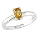 14k White Gold Emerald-Cut Citrine Ring (6x4 mm)
