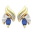 14K Yellow Gold Sapphire and Diamond Earrings