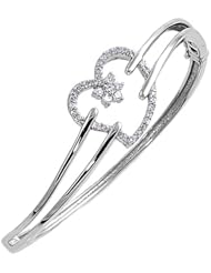Sterling Silver Clear CZ Heart Bangle Bracelet Dimension 61mm(2.4")
