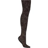 NICOLE MILLER FLORAL PAISLEY PATTERNED BLACK TIGHTS - M/L
