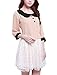 Allegra K Women Doll Collar 3/4 Sleeve Heart Button Decor Chiffon Blouse Pink L