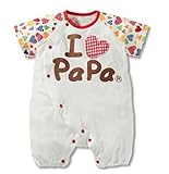 （ワボーズ） Waboatsベビー夏の韓国スタイルパパとママ愛してるプリント6-12月半袖ロンパース カバーオール ベビーロンパース カバーオール レッドパパ 80