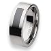 Flat Polished Tungsten Carbide Ring with Black Ceramic Inlay (8.0 mm) - Sizes 7-13