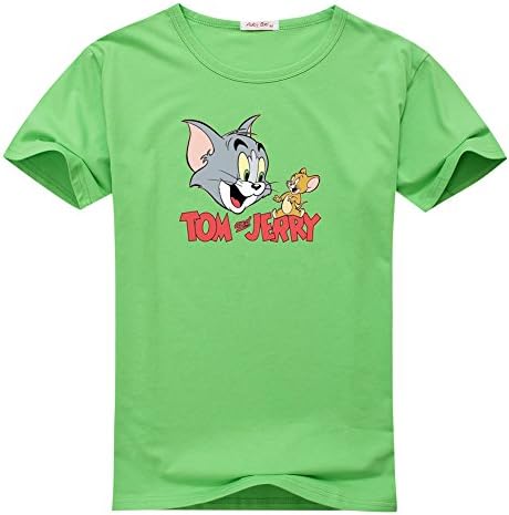 Kety Fashion Child Kids Boys And Girls Tom and Jerry classic Cotton T-Shirt 3T /3Y-4Y Green