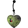 Heart Black Widow Spider Belly Ring