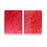 IPAD2用　ブロックタイル柄　レザーカバーケース　レッド