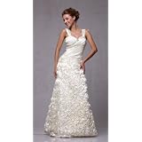 #3152 Satin Rosettes Formal Wedding Ball Gown Prom Dress