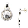 Sterling Silver and 14K Yellow Gold Diamond Earrings