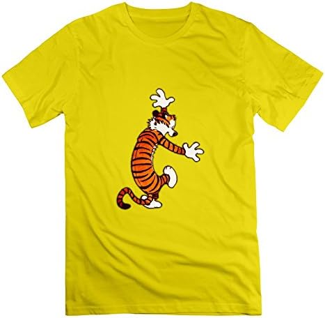 ZHAOO Men's Homas Hobbes Tiger Calvin And Hobbes T Shirts Yellow XL