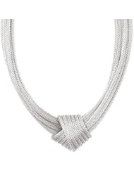 925 Silver 6-Strand Italian Fancy Knot Necklace- 17IN