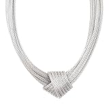 925 Silver 6-Strand Italian Fancy Knot Necklace- 17IN
