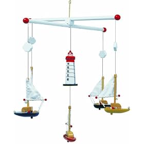 Nursery Mobiles : Sailing Boat Lighthouse baby nursery mobile