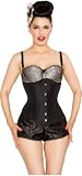 Playgirl White Label Authentic 24 Steel Boned Tightlacing Waist Training Tafetta Waist Cincher Shaper Corset In Black