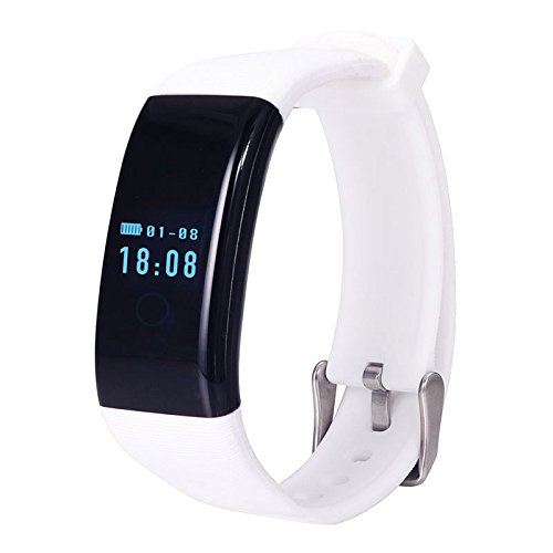KASSICA Fitness Tracker Step Walking Distance Calorie Counter Bluetooth Smart Bracelet Activity Wristband With Heart Rate Monitor For IOS Android Devieces Samsung Iphone Smartphone (White)