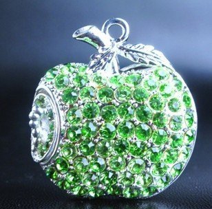 Crystal Apple USB Flash Drive with Necklace:8GB(Green)