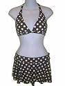 Junior Aloha By Swimbay 2 Piece Bikini with Skirt Wrap in Brown & Cream Polk a Dots