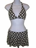 Junior Aloha By Swimbay 2 Piece Bikini with Skirt Wrap in Brown & Cream Polk a Dots